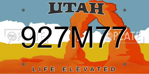 927M77 Utah License Plate