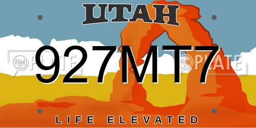 927MT7 Utah License Plate