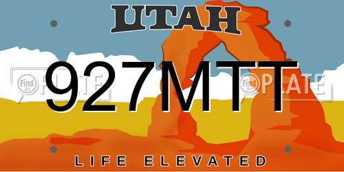 927MTT Utah License Plate