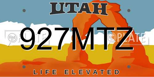 927MTZ Utah License Plate