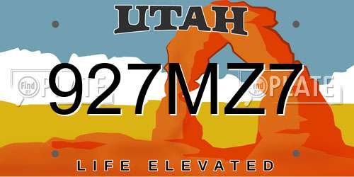 927MZ7 Utah License Plate