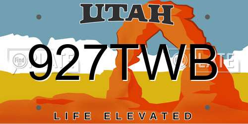 927TWB Utah License Plate