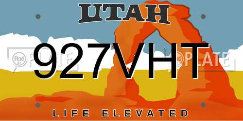 927VHT Utah License Plate
