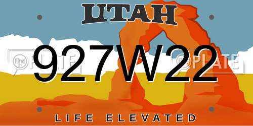 927W22 Utah License Plate