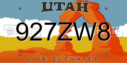 927ZW8 Utah License Plate