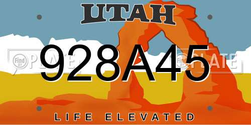 928A45 Utah License Plate