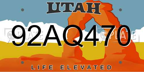 92AQ470 Utah License Plate