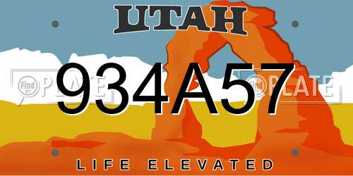 934A57 Utah License Plate