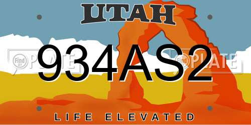 934AS2 Utah License Plate