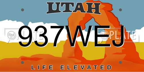 937WEJ Utah License Plate