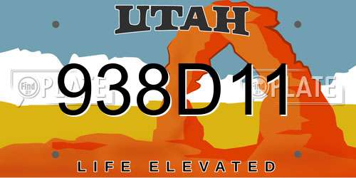 938D11 Utah License Plate