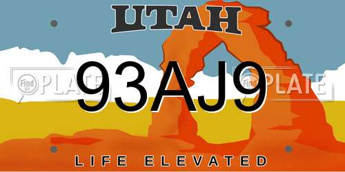 93AJ9 Utah License Plate