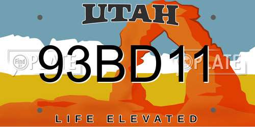 93BD11 Utah License Plate