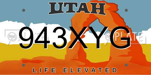 943XYG Utah License Plate