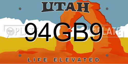 94GB9 Utah License Plate