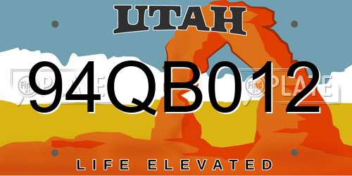 94QB012 Utah License Plate
