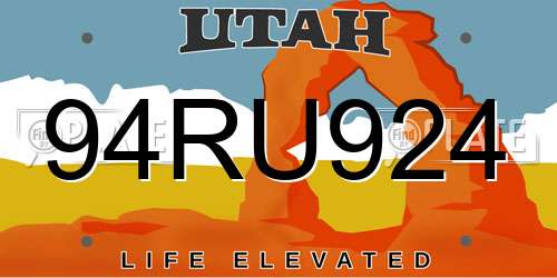 94RU924 Utah License Plate