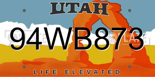 94WB873 Utah License Plate