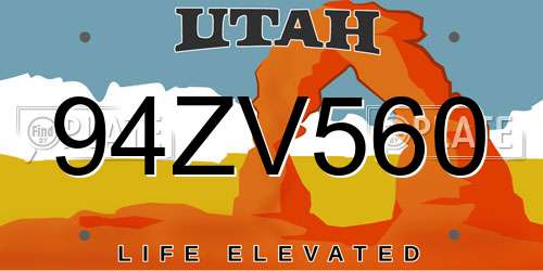 94ZV560 Utah License Plate
