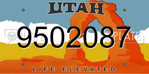 9502087 Utah License Plate