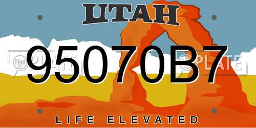 95070B7 Utah License Plate