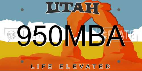 950MBA Utah License Plate