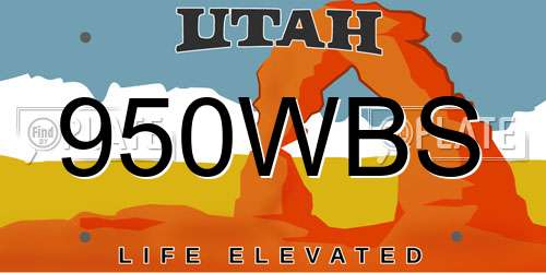 950WBS Utah License Plate