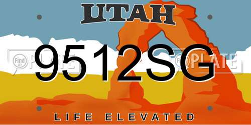 9512SG Utah License Plate