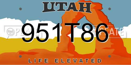 951T86 Utah License Plate
