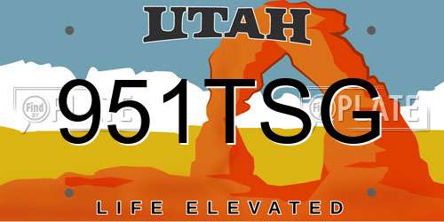951TSG Utah License Plate