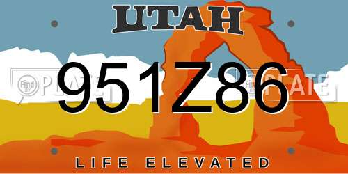 951Z86 Utah License Plate