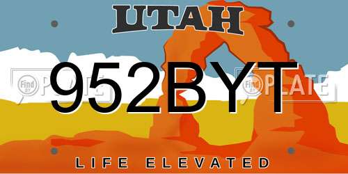 952BYT Utah License Plate