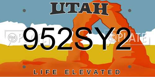 952SY2 Utah License Plate