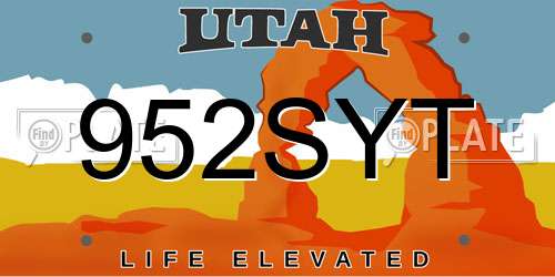952SYT Utah License Plate
