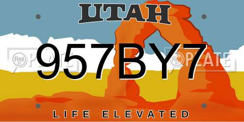 957BY7 Utah License Plate