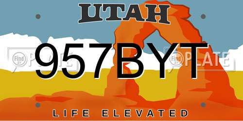 957BYT Utah License Plate