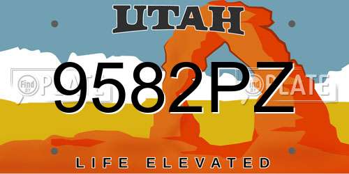 9582PZ Utah License Plate