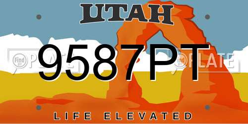 9587PT Utah License Plate