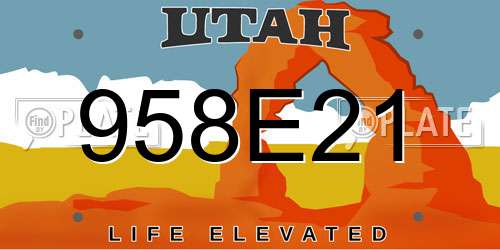 958E21 Utah License Plate