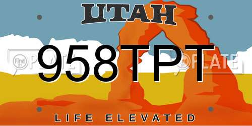 958TPT Utah License Plate