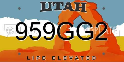 959GG2 Utah License Plate