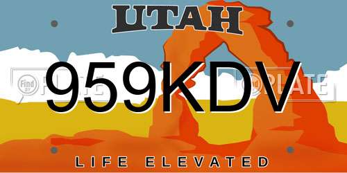 959KDV Utah License Plate