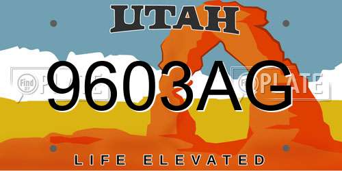 9603AG Utah License Plate