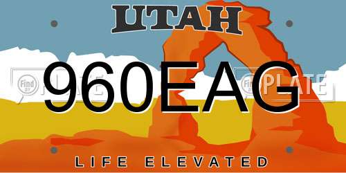 960EAG Utah License Plate