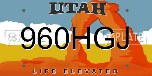 960HGJ Utah License Plate