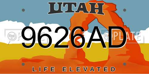 9626AD Utah License Plate