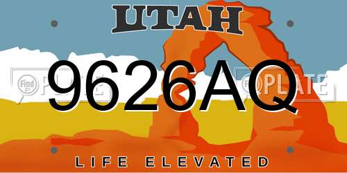 9626AQ Utah License Plate