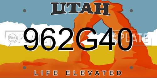 962G40 Utah License Plate