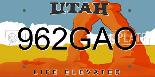 962GAO Utah License Plate