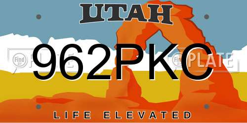 962PKC Utah License Plate